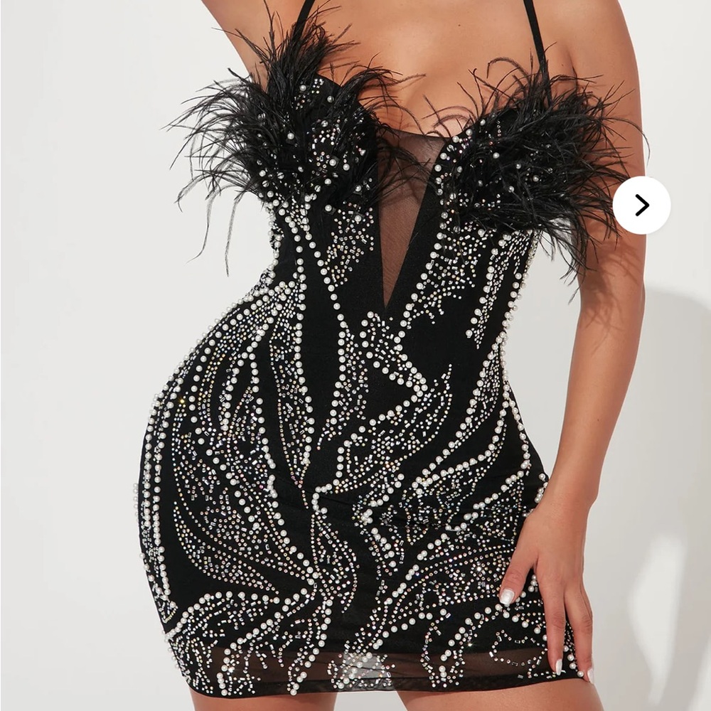 Fashion Nova Maya Embellished Mini Dress - Black